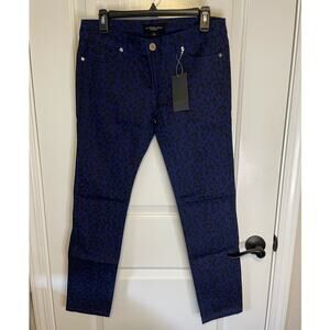 Mechanics Skinny jeans by Zenana royal blue leopard pattern size Large